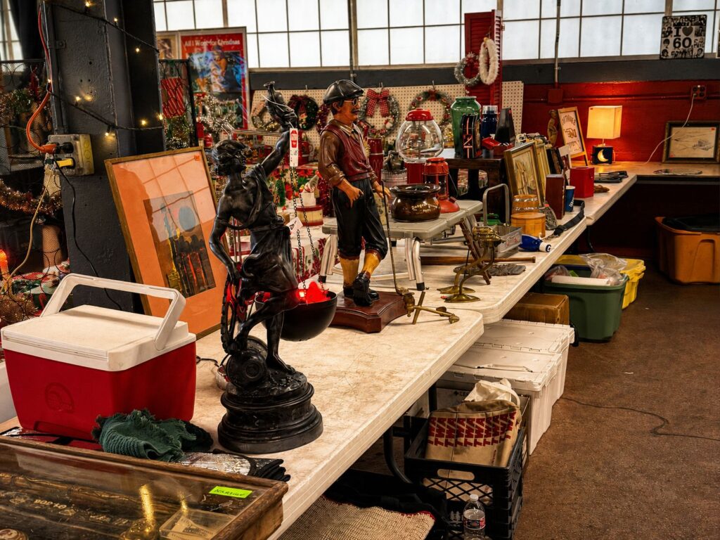 Royal Oak Antiques Market: The People Behind a Sunday Tradition 3 Vintage artwork, figurines, lamps and collectibles displayed at the Royal Oak Sunday market